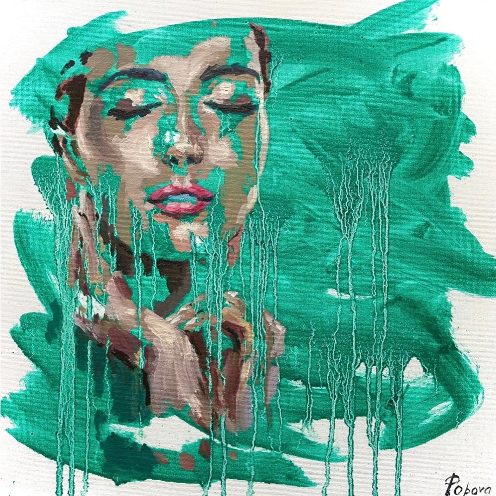 Girl With Closed Eyes Original Oil Painting.14/14